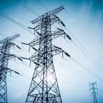 High Voltage Electricity Transmission Pylon Silhouetted