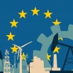 Energy and Power icons set with European Union flag