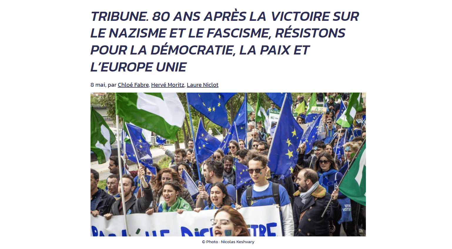 TRIBUNE. 80 ans après la victoire sur le nazisme et le fascisme, résistons pour la démocratie, la paix et l’Europe unie