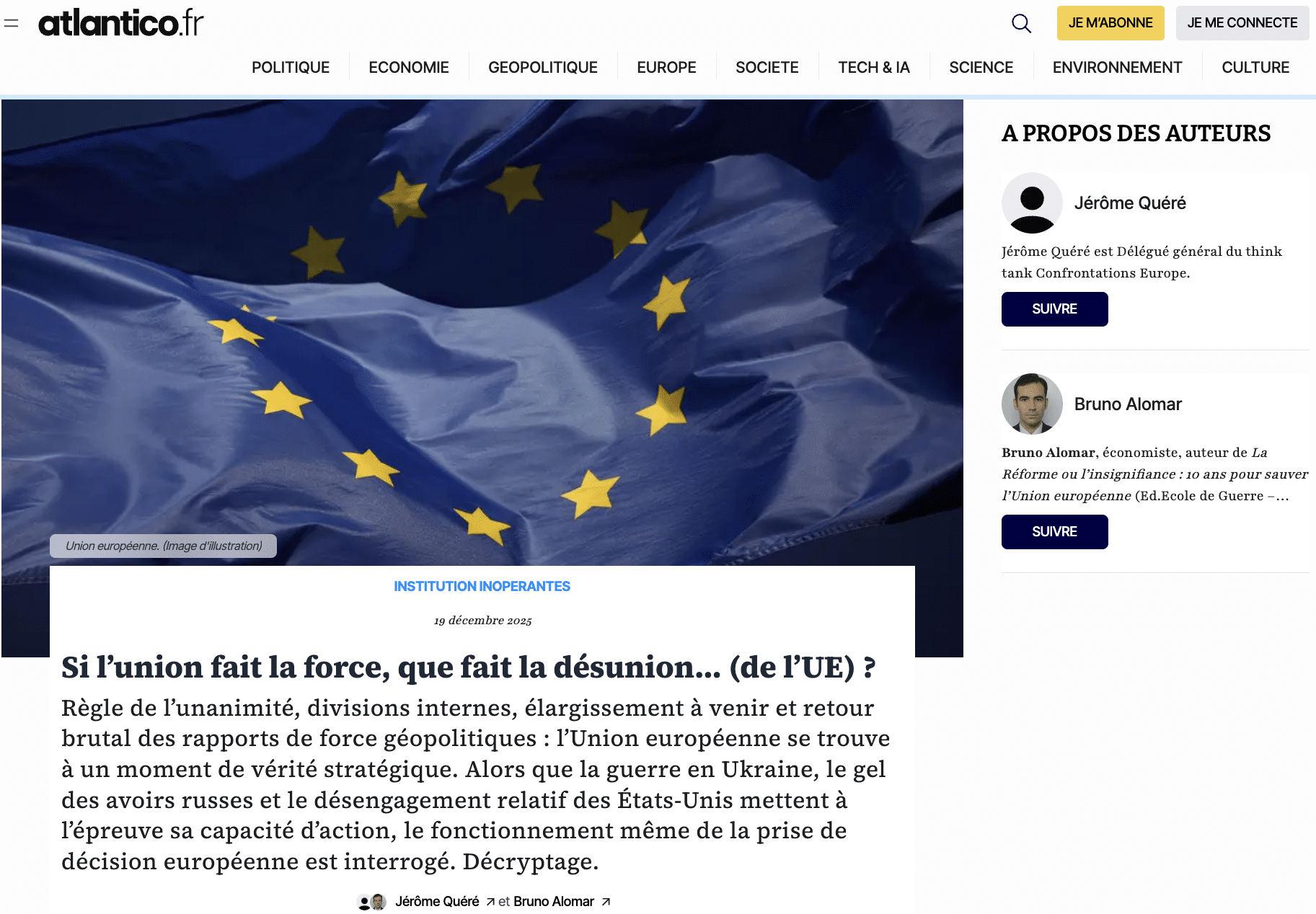 Atlantico | Si l’union fait la force, que fait la désunion… (de l’UE) ?