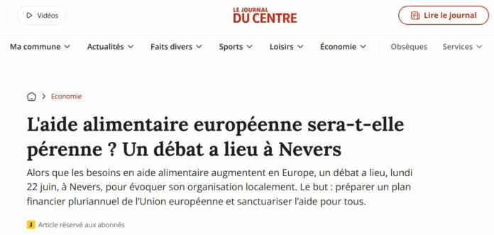 20260622 Journal du Centre L'aide alimentaire européenne sera-t-elle pérenne